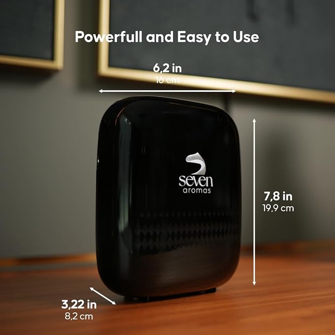 SEVENAROMAS Scent Diffuser SV720 - Bluetooth app, Air Machine for Home & Commercial Use, Covers 2000 sq. ft., Portable Large Room Waterless Diffusers (Black)