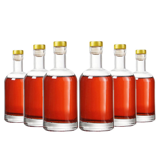 Kaachli Clear Glass Bottles 12 oz - 375ml [Pack of 6] for Wine Beverages Drinks Oil Vinegar Kombucha Beer Water Soda with Cork Stopper Airtight Lid
