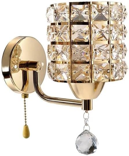 Modern Luxury Gold Crystal Wall Sconces Set of 2, Hardwired Lights Standard E26 Socket Decorative Light Fixture for Bedroom, Living Room, Hallway -Bulbs NOT Included Professional Installation Required