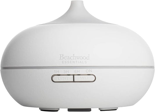 Ultimate Ultrasonic Aromatherapy Diffuser for Essential Oils - Therapeutic Grade, Helps You to Relax - 3 Timer & 7 Ambient Light Settings - Up to 16 Hours of Use - White, 300mL