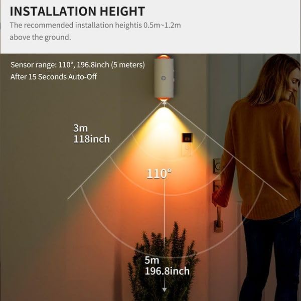 Rechargeable LED Wall Lamp Magnetic Motion Sensor Dimmable Stick on Night Light for Bedroom Closet Under Cabinet Lighting (4, Black)