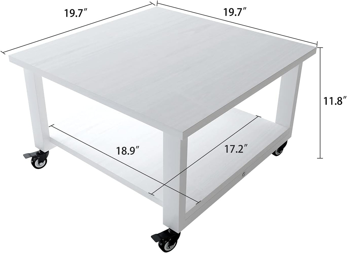 Natwind 2 Tier Laser Printer Stand,19.7''x19.7''x12.6'' Large Printer Table Copier Stand Under Desk,Heavy Duty Rolling Cart with Paper Storage Shelf,Printer Holder on Wheels for Home Office (White)
