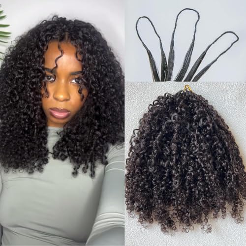 Knotless Pre Separated Human Hair Crochet Extensions for Braids Afro Kinky Curly Brazilian Virgin Feather Hair Bundles Boho Twist Braiding Hair for Black Women 18inch 60g