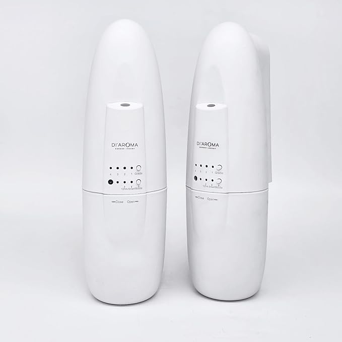 Di’Aroma Plug In Waterless Diffuser – Essential Oil Diffuser with Nanotechnology, Cold Air Nebulizing Scent Diffuser Machine – Air Freshener for Home, Office & Spa, Up to 500 Sq Ft Each (2 Pack White)