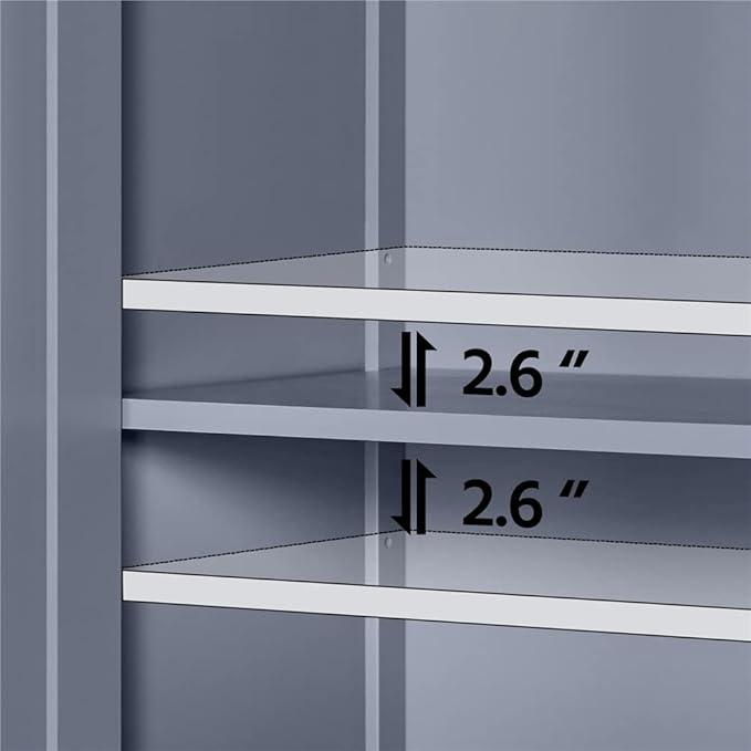 Yaheetech Bathroom Floor Cabinet, Modern Storage Freestanding Organizer Cabinet with Adjustable Shelves & Double Doors, 3-Tier Home Living Room Furniture, Gray