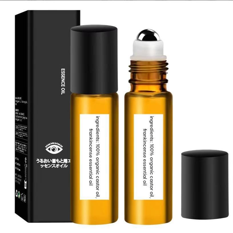 Time Eraser Oil, 2PCS Time Eraser Roller Ball Castor Oil, Time Eraser for Puffy Eye Bags Fine Lines Dark Circles Wrinkles with 360Â° Eye Roller Massage Ball