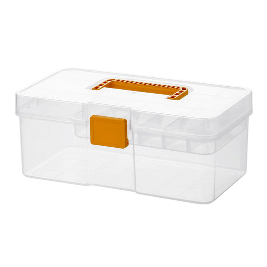 Vidifor Plastic Clear Portable Handled Storage Box with Adjustable Dividers Art Supply Organizer Multipurpose Home Utility Box for Craft, Sewing, Medicine, Makeup, Office Supplies (L, Clear)