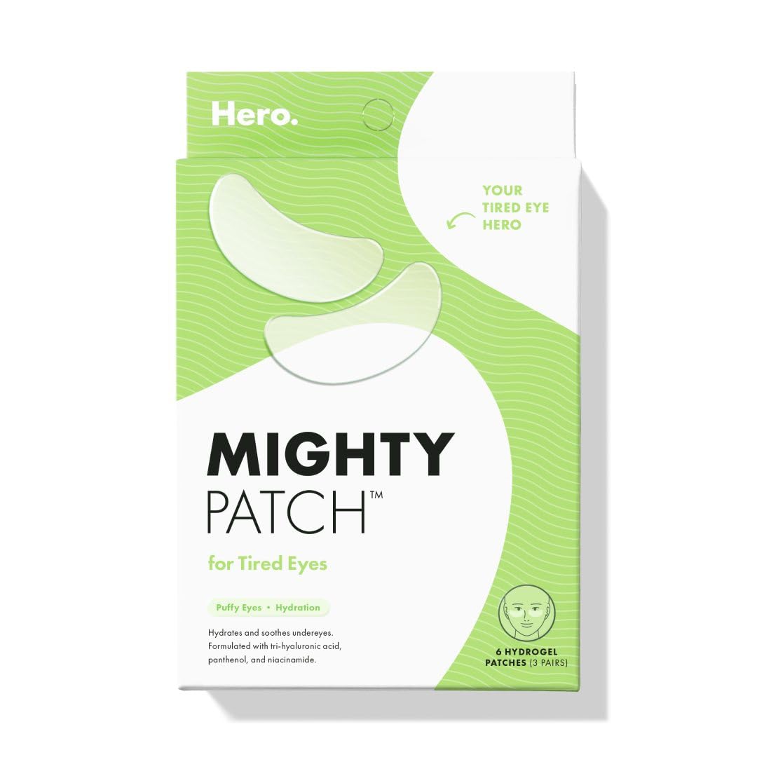 Hero Cosmetics Mighty Patchâ¢ for Tired Eyes Patches - Soothing Hydrogel Patches - Awakens and Visibly De-puffs Undereyes with Multiple Applications (6 Count)