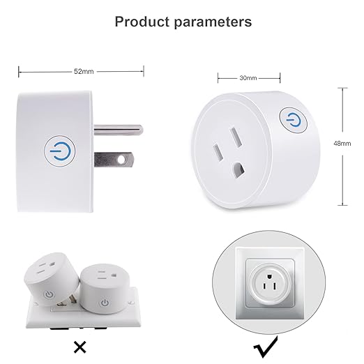 Tuya WiFi Smart Plug Works with Alexa Google Assistant IFTTT for Voice Control Mini Smart Outlet Plug with Timer Function,No Hub Required,Only 2.4GHz Wi-Fi,FCC/Rohs Listed Socket(2 Pack)