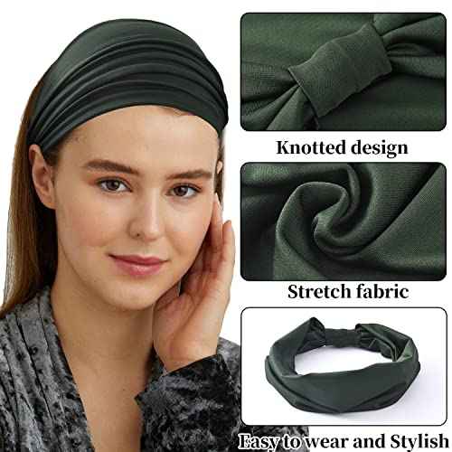 Yeshan Wide Headbands for Women Large African Bandana headband Non Slip Boho Head bands Yoga Running Sports Workout Gym Turbans Thick Head band,pack of 6