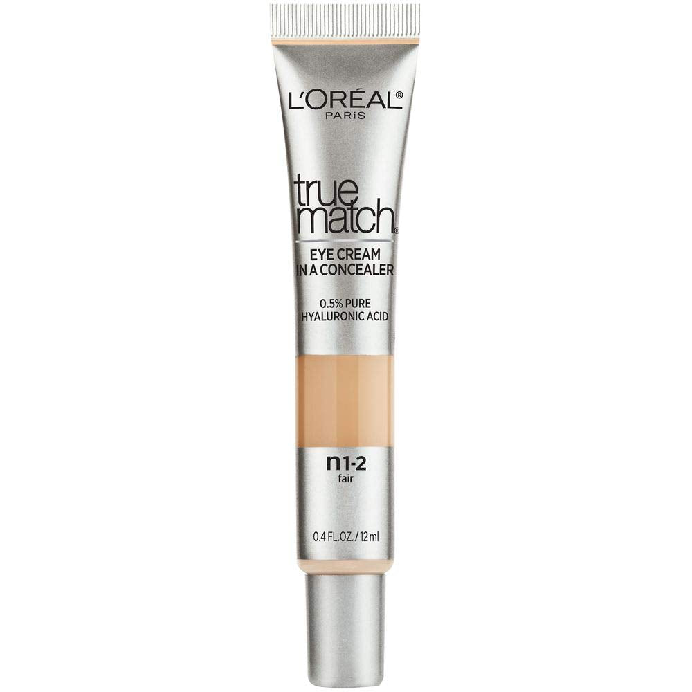 LâOrÃ©al Paris True Match Eye Cream in a Concealer, 0.5% hyaluronic acid, Fair N1-2, 0.4 fl. oz.