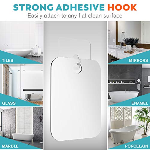 HONEYBULL Fogless Shower Mirror for Shaving ? Anti-Fog Acrylic Mirror with Razor Holder, No-Drill Wall Mount, Flat Design for Steam Showers, Medium 6x8in