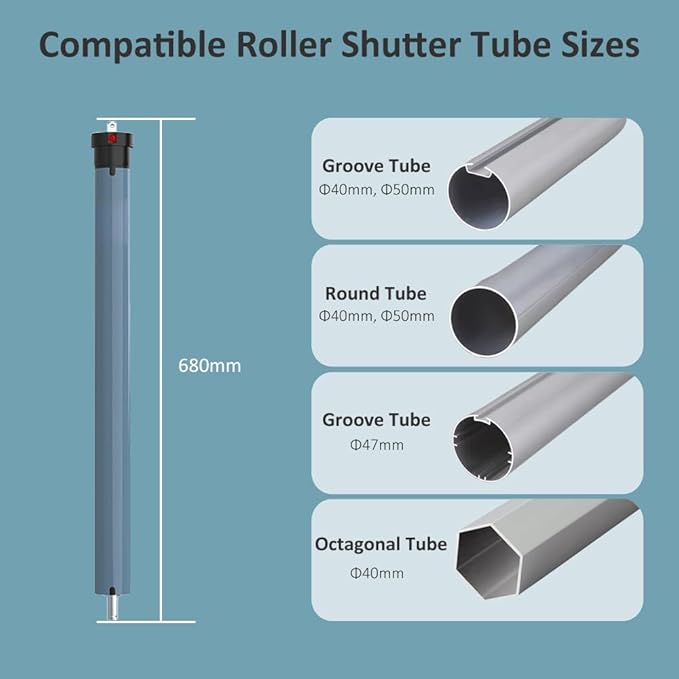 Motorized Roller Shade Motor Kit, 4800mAh Rechargeable Electric Blind Motor, Remote Control Retrofit, High Torque Tubular Drive for Window Shades (10 N.m for Φ50mm (2") Groove Tube)