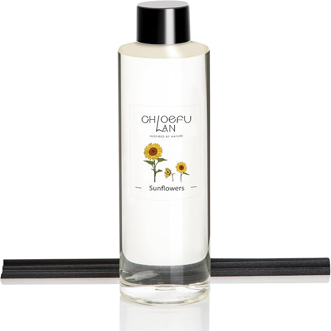 Chloefu LAN Sunflowers Scented Oil Diffuser Refill 200ml/6.76 fl oz Air Freshener with Natural Essential Oils，Floral Fruity Scent, Daisy-Inspired Long-Lasting Diffuser Oil, Home & Bathroom Decor
