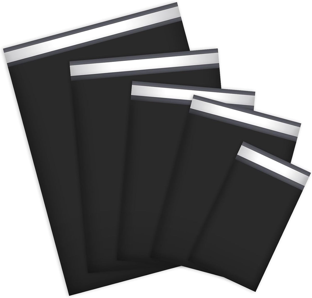 UCGOU 60 Pack Black Poly Mailers Variety Size Pack, 6x9 Inch & 9x12 Inch & 10x13 Inch & 12x15.5 Inch & 14.5x19 Inch, 12 PCS Each Bag, Self-sealing Adhesive Mailers Assorted Sizes for Small Business