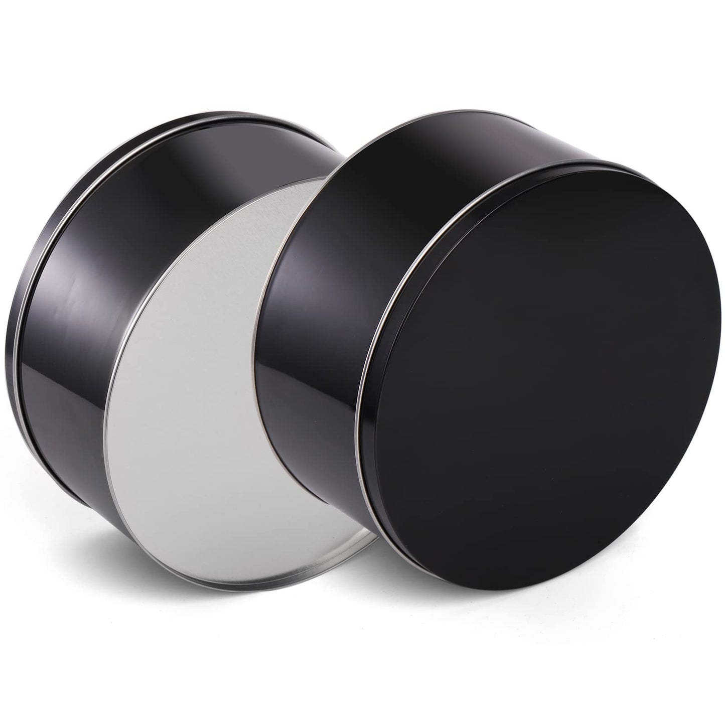 Yopay 3 Pack Cookie Tin with Lid, Round Gift Tin, Black Baking Cake Container for Storing Patisseries, Snack, Chocolate, Easter, Special Occasion, Holidays, 7" Wide by 3.2"" Tall"
