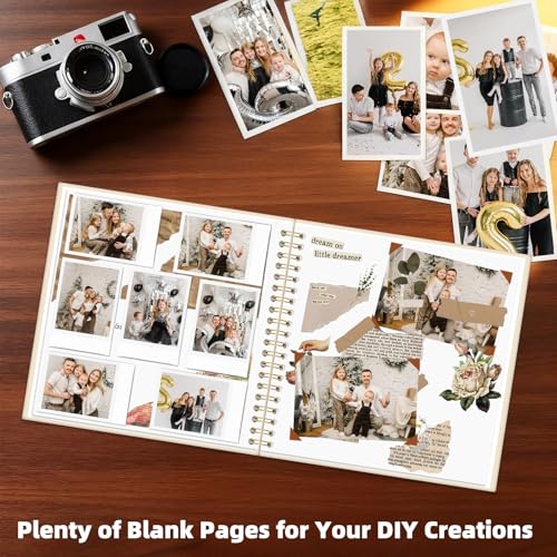 Vienrose 10 x 10 Inch Scrapbook Album Gift Set, Linen Hardcover Photo Book with 40 White Pages, DIY Memory Book Kit with Accessories for Wedding, Baby Shower, Travel, Christmas (LightGreen, 20 Sheets)