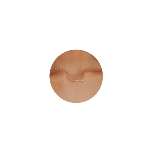 Dainty Small Mama Necklaces for Women - 18K Gold Plated Mom Chain Pendant Necklace for Mother's Day Gifts for New Mom Gifts