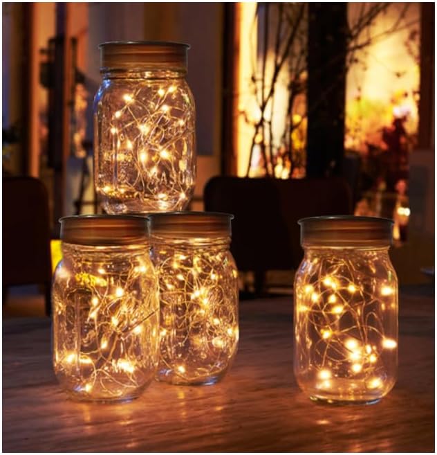 2 Pack Led Fairy Lights Battery Operated String Lights Waterproof Silver Wire 7 Feet 20 Led Firefly Starry Moon Lights for DIY Wedding Party Bedroom Patio Christmas