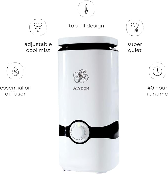 Cool Mist Humidifiers - Essential Oil Top Fill Humidifier Cool Ultrasonic Humidifier Quiet Air Diffuser for Large Room & Easy to Clean with Filter & Oil Diffuser Plant Bedroom Humidifier