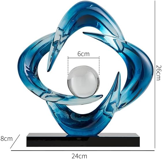 Abstract Art Sculpture, Resin Gold Decorative Statue, Modern White Ornaments for Living Room, Decorativas Modernas for Coffee Table/Entryway/Office Collectibles (Blue)