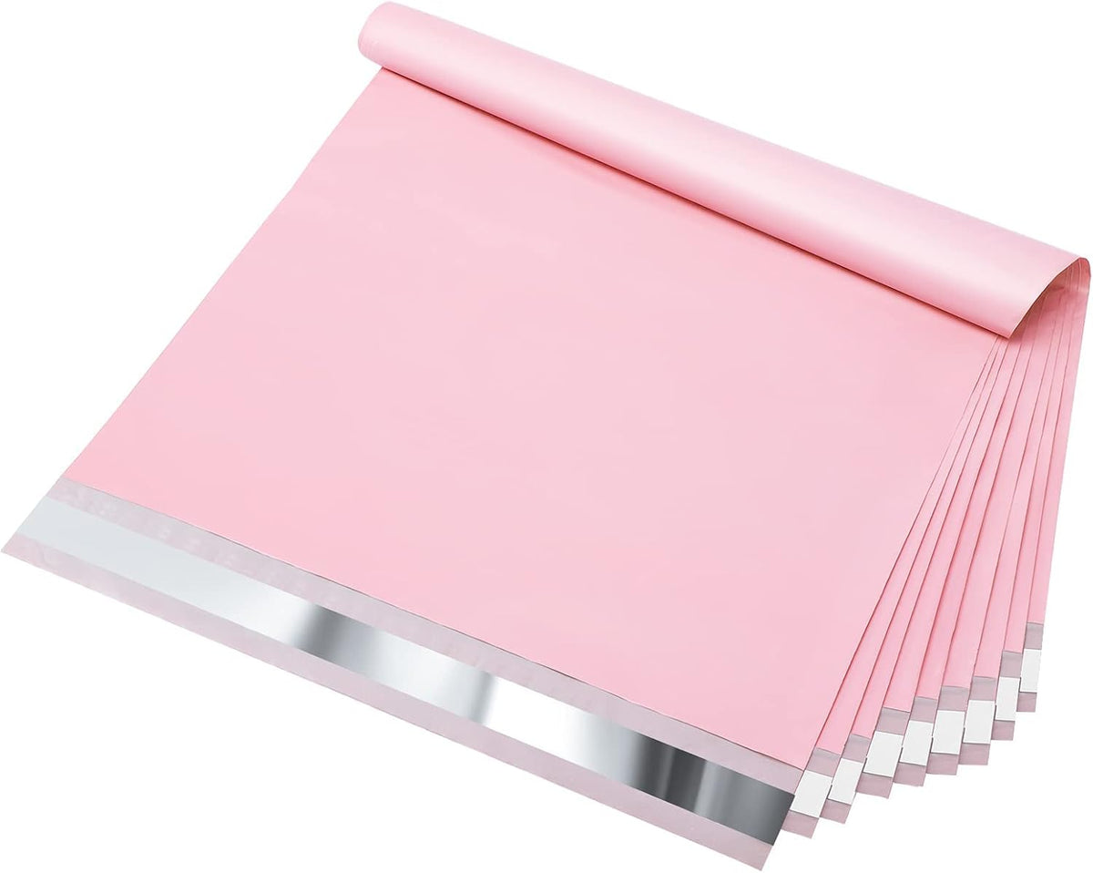 Fuxury 100 Pcs Poly Mailers 12x15.5Inch, Waterproof Shipping Bags for Clothing, Strong Adhesive Shipping Envelopes for Small Business, Self Seal Mailers Poly Bags Mailing Envelopes Light Pink