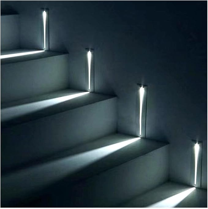 Modern Stairway Lights 10Pcs Led Lighting for Stair Railing Embedded 3W Ac85 265V Non Waterproof Ideal for Stair/Decks/S/Hallway/Movie Theater Corridor 4000K,Brushed Silver-6000K