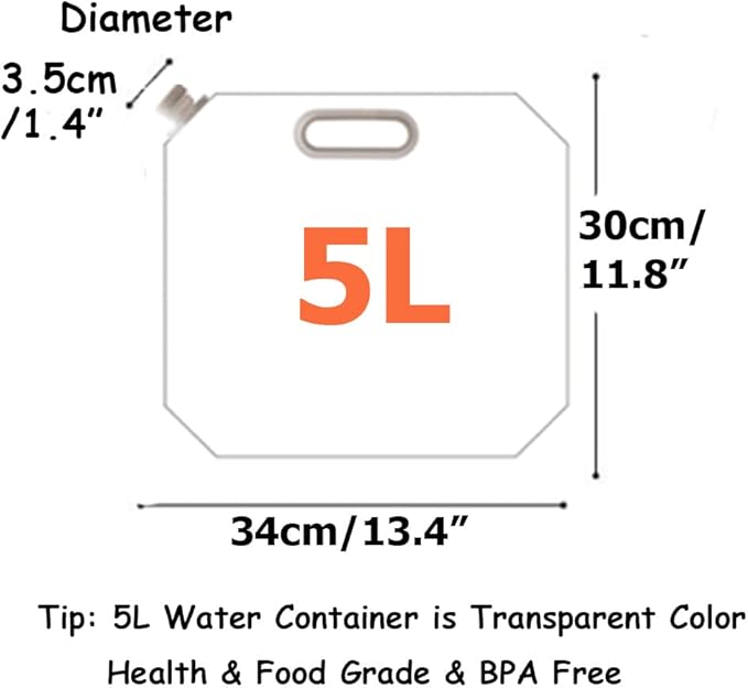 SUPANT Collapsible Emergency Water Jug Container Bag, Freezable, BPA Free Plastic Water Carrier Tank, Outdoor Folding Water Bag for Sport Camping Riding Mountaineer Backoacking, Food Grade