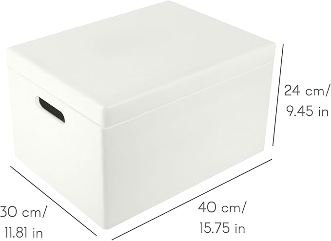 Large White Wooden Box Storage with Hinged Lid | 15.8 x 11.8 x 9.44 inches (+-0.5) | Gift Box Storage Document | Wood Keepsake Chest PRODUCT NOT INTENDED FOR 15 YEARS OR BELOW
