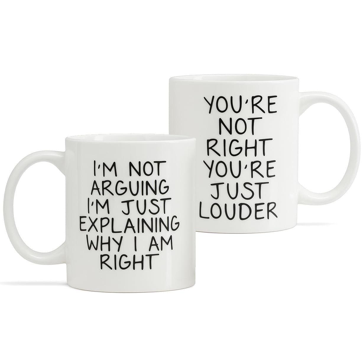 powond Couple Coffee Mugs Set of 2, 11oz Ceramic Cups with Funny Quote Design, Dishwasher & Microwave Safe, Ideal Gift for Anniversary, Wedding, Valentine’s Day, Husband and Wife, Him and Her