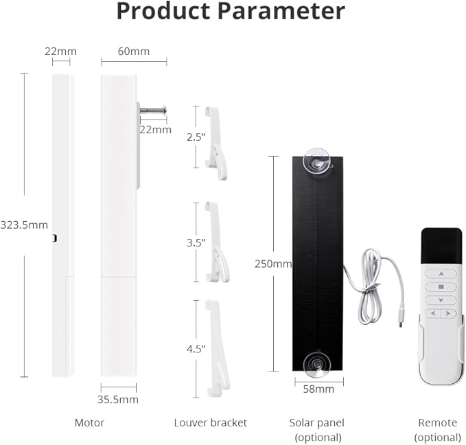 Blindsmart Motorized Plantation Shutters Opener, Automatic Plantation Shutters Opener for Windows Inside - App/Voice Control (Zigbee Version, Motor with Solar Panel)