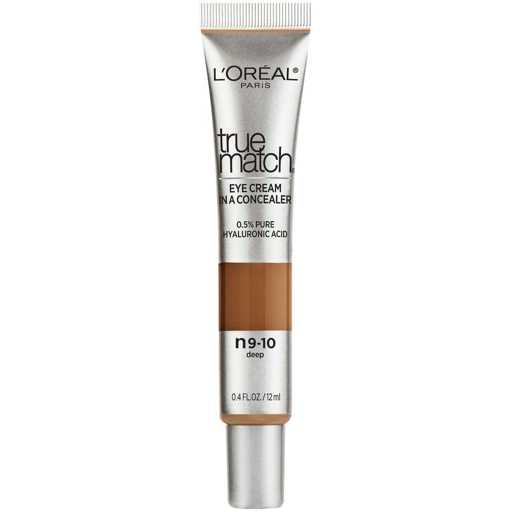 LâOrÃ©al Paris True Match Eye Cream in a Concealer, 0.5% hyaluronic acid, Deep N9-10, 0.4 fl. oz.