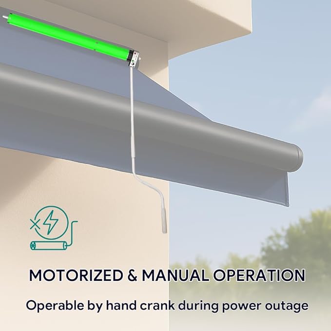 Remote Control DC24V Motorized Roller Shade Motor with Manual Override, 45mm Brushless Electric Awning Motor for Windproof Shades, High Torque Tubular Motor (50 N.m for Φ50mm（2") Groove Tube