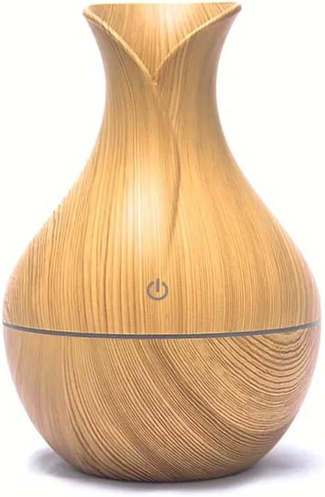 Mini Aromatherapy Humidifier Relaxing Cool Mist with Color Changing LEDs Night Light for Bedroom, Desktop, Travel, and Car, Aroma Diffuser (Light Wood)
