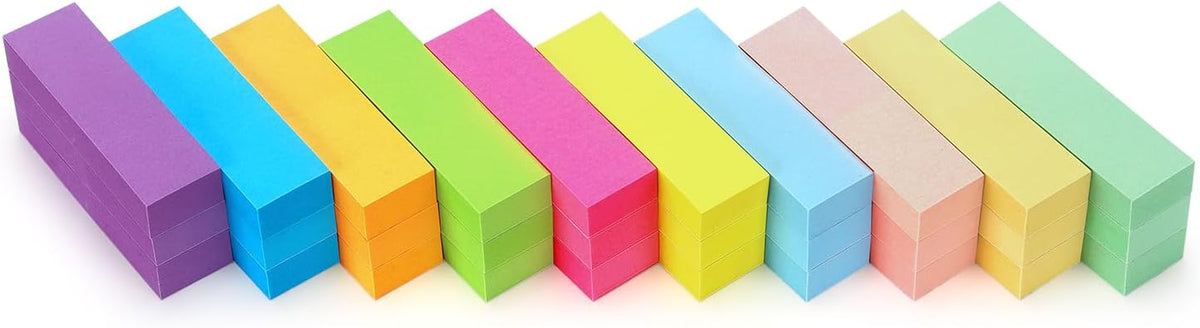 30 Pads 0.6x2 Inch Sticky Notes Flags Tabs Page Markers 10 Bright Color Sticky Index Tabs Page Flags 80 Sheet/Pad