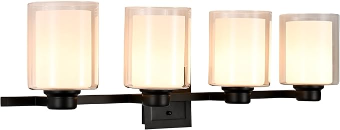Design House 556167-BLK Oslo Vanity Light Fixture Matte Black, 4-Light
