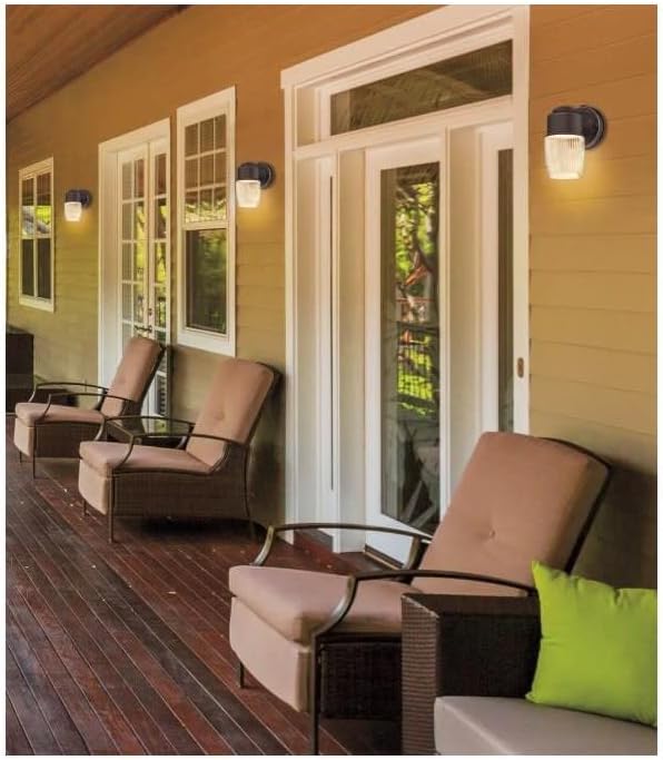 Westinghouse 6106900 One-Light LED Outdoor Wall Fixture with Dusk to Dawn Sensor, Oil Rubbed Bronze Finish with Clear Ribbed Glass , Oil-rubbed Bronze