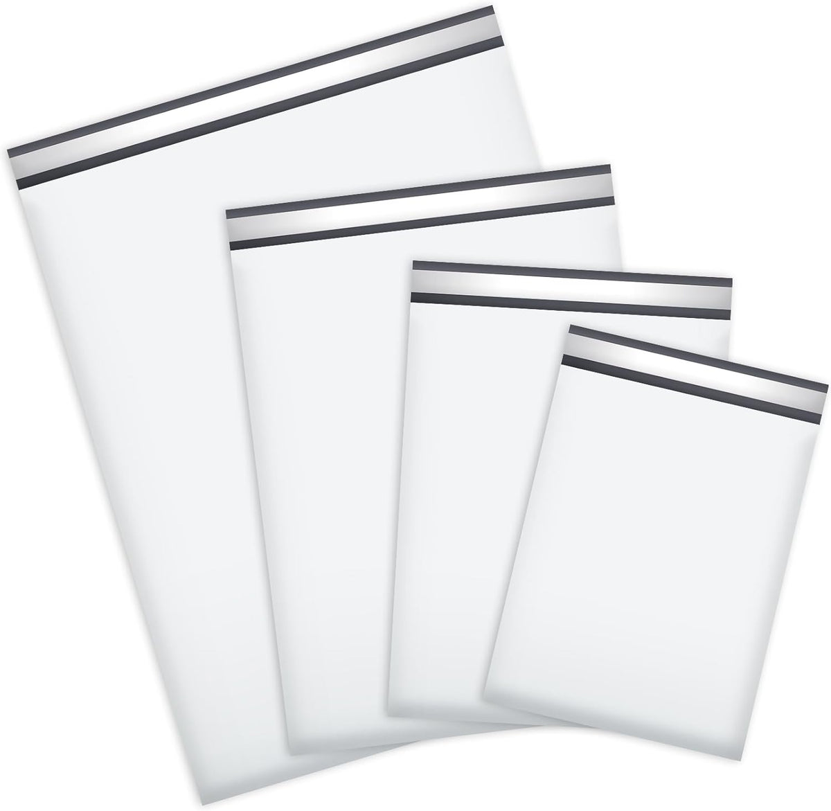 UCGOU 100 Pack White Poly Mailers Variety Size Pack, 10x13 Inch & 12x15.5 Inch & 14.5x19 Inch &19x24 Inch, 25 PCS Each Shipping Bag, Self-sealing Adhesive Mailers Assorted Sizes for Small Business