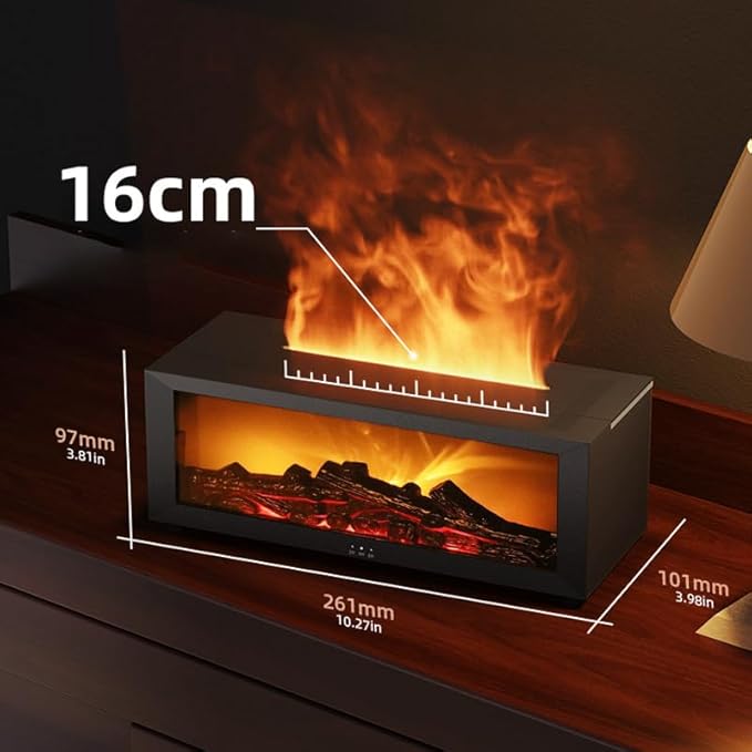 Fireplace Flame Oil Aroma Diffuser 2025 Upgraded|7 Color Changing Lights Aromatherapy Air Diffuser|Essential Oil CoolMist Humidifier with Timer&Remote for Home,Office,Bedroom,Yoga,Room Deco (Black)