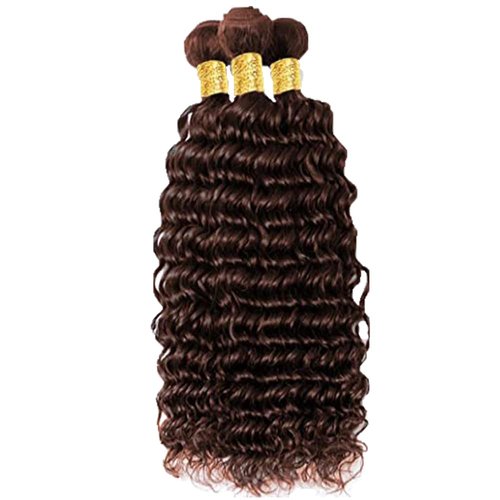 Color 4 Bundle Dark Brown Deep Wave Human Hair Bundle 8A Grade Chocolate Brown Deep Wave Bundles Hair Weave 3 Bundles 18 18 18 Inch