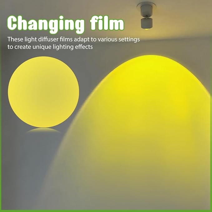5pcs Light Dimming Film Ambient Lighting Gel 10cm Dimming Diffuser Film, Warm Color Filters Round Sheet for Led Ceiling Spotlight, Video, Yellow