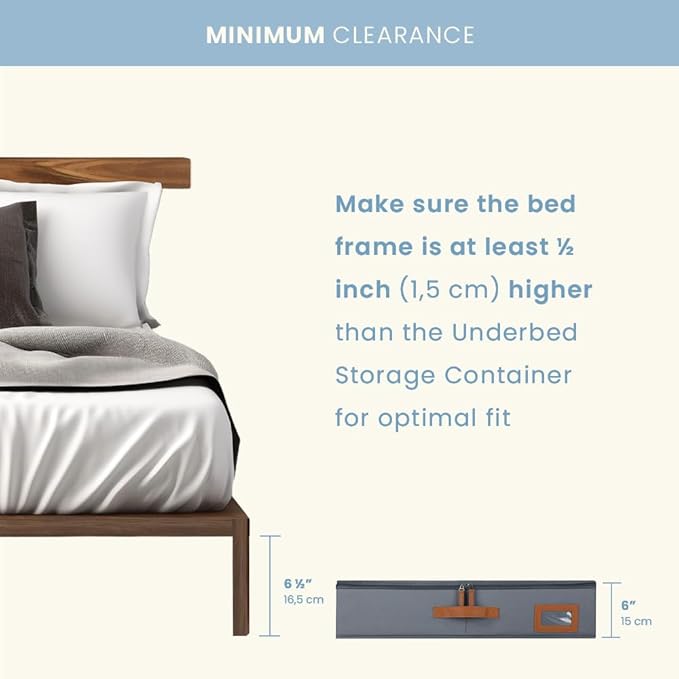 OrganiHaus Under Bed Storage Containers, Bedroom Storage and Organization Bins, Clothes Organizer for Closet with Clear Cover and Reinforced Handles - Set of 2 33x17x6 inches Gray