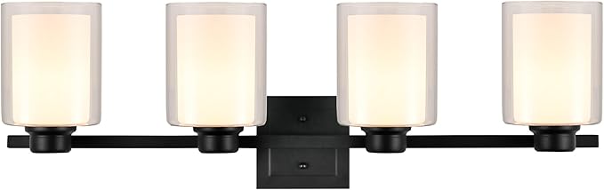 Design House 556167-BLK Oslo Vanity Light Fixture Matte Black, 4-Light