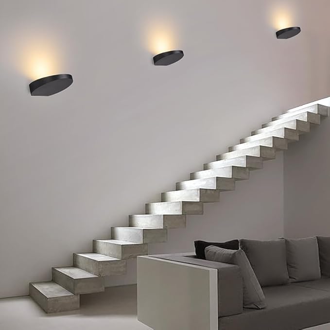 Set of 2 Warm White 3000K LED Wall Sconces - 5W Indoor Stair Lights for Living Room, Bedroom, and Art Gallery