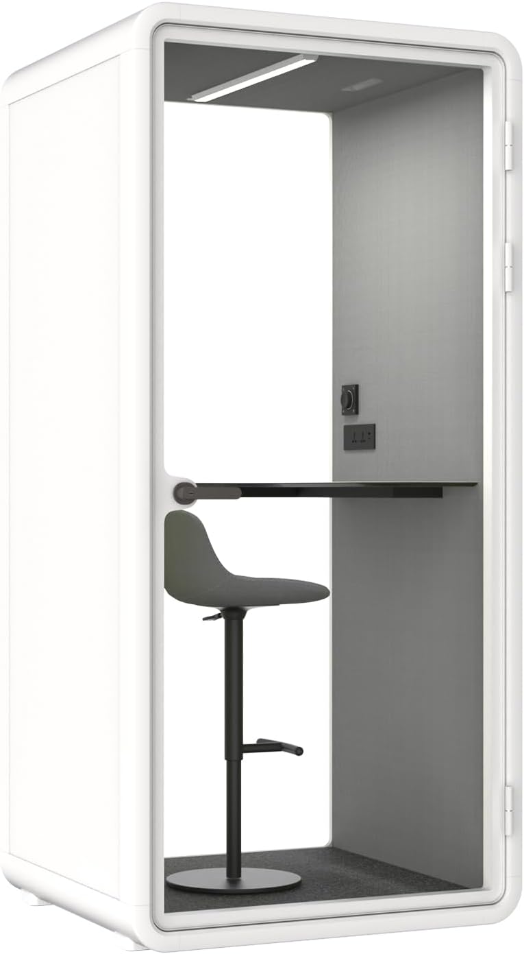 Quiet Meeting Pod with Acoustic Panels, Office Soundproof Room with Furniture, Portable Removable Working Booth for Private Phone Calling, Study, Individual Seater Personal Office H92in W43in D40in