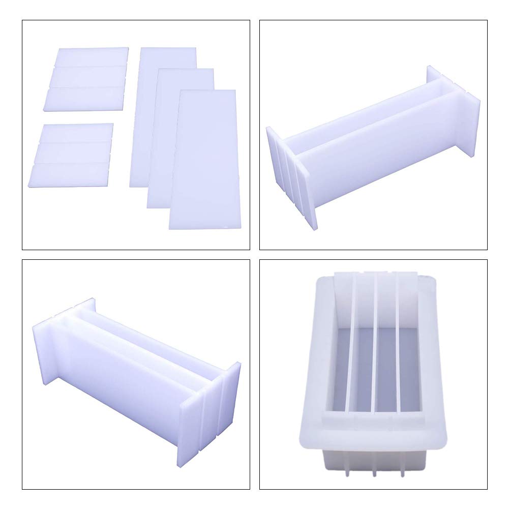 JOONOR Silicone Loaf Soap Mold Dividers 8" Acrylic Partition Clapboard Rectangular White Mould DIY Handmade Swirl Making Tool"