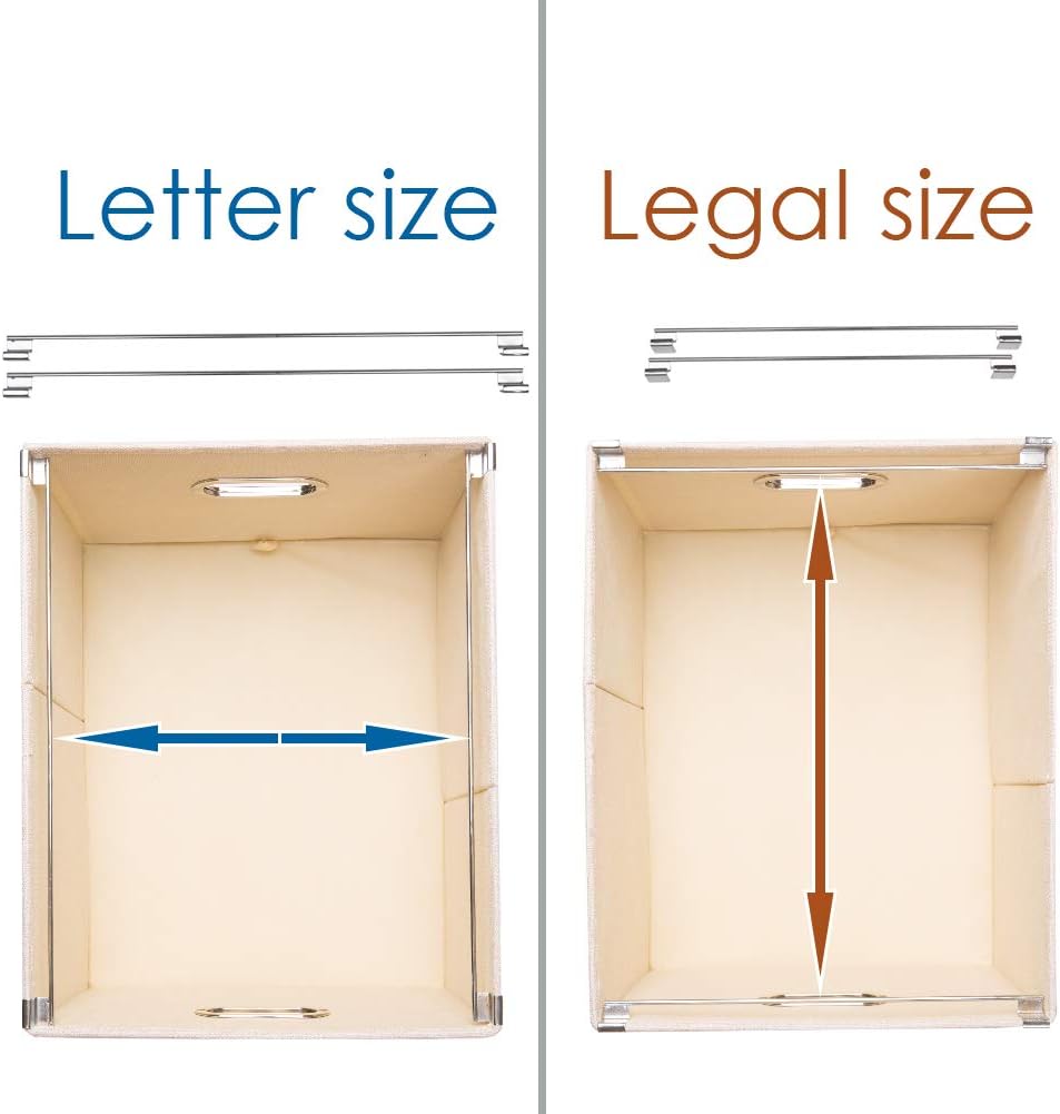 PRANDOM File Organizer Box - Set of 2 Collapsible Decorative Linen Filing Storage Hanging File Folders with Lids Office Cabinet Letter/Legal Size Light Grey (17x14x11.2 inch)