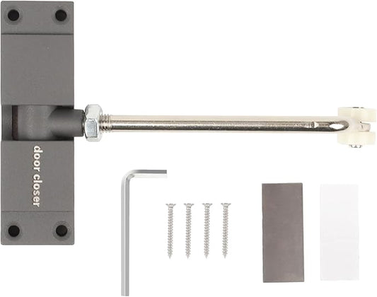 Automatic Door Closer, Safety Spring Door Closer Adjustable Self Closing Door Hinge Zinc Alloy Door Closers for Home, Up to 150Lb can be Pushed (Gray)