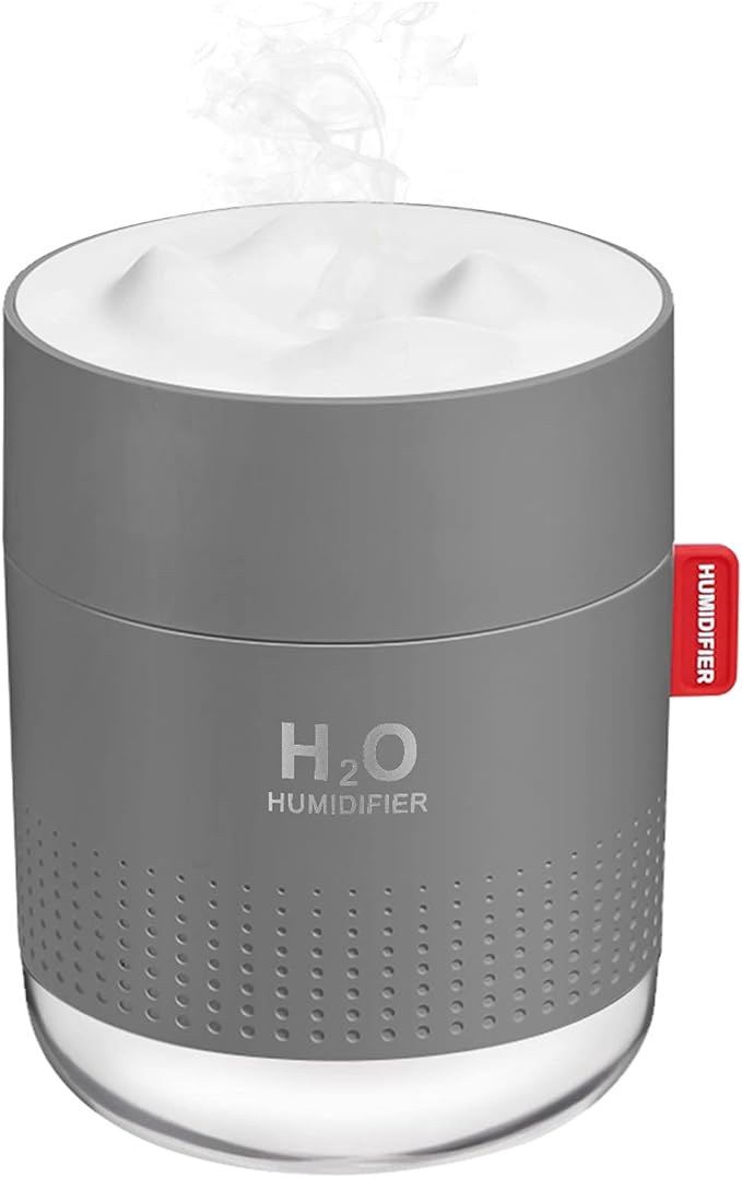 Portable Mini Cool Mist Humidifier, 500ml USB Personal Desktop Humidifier for Baby Bedroom Travel Office Home, Auto Shut-Off, 2 Mist Modes, Super Quiet, Gray
