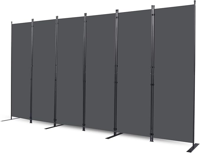 Room Divider, 6 Panel Folding Privacy Screens with Wider Support Feet, 6 Ft Portable Room Partition for Room Separator, 132" W X 71" H, Grey